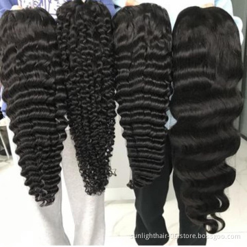 Wholesale  Deep Wave Wigs Brazilian Human Hair Lace Front Wig With Baby Hair For Black Women loose Deep Wave Lace Frontal Wig